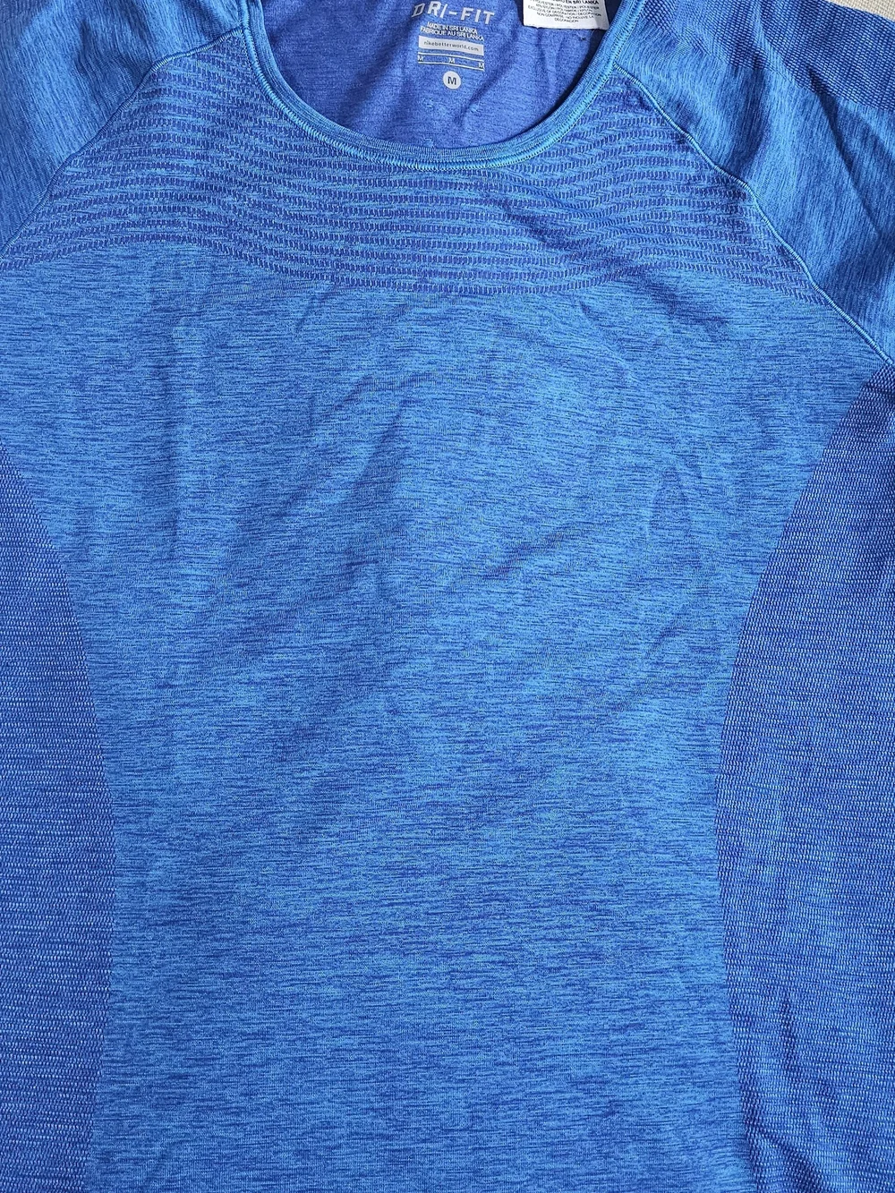Nike Women Blue Heather Dri-FIT Short Sleeve Shirt